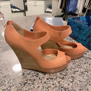 Pale Orange sexy wedge heels by Seychelles. Worn once.